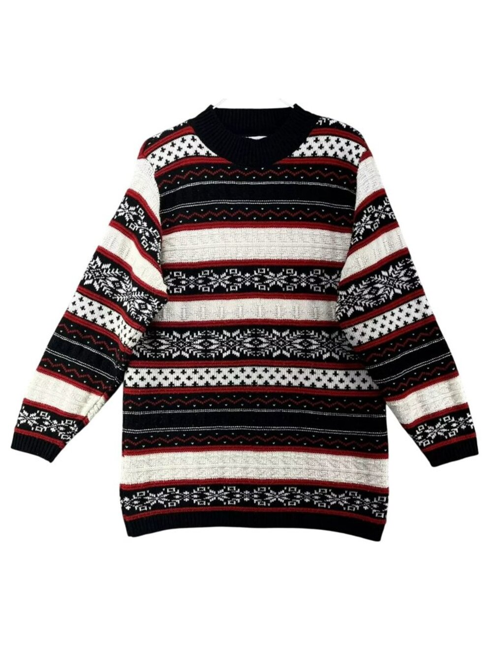 Alfred Dunner Vintage 80's Fair Isle Nordic Knit Ski Sweater USA Sz M Winter
